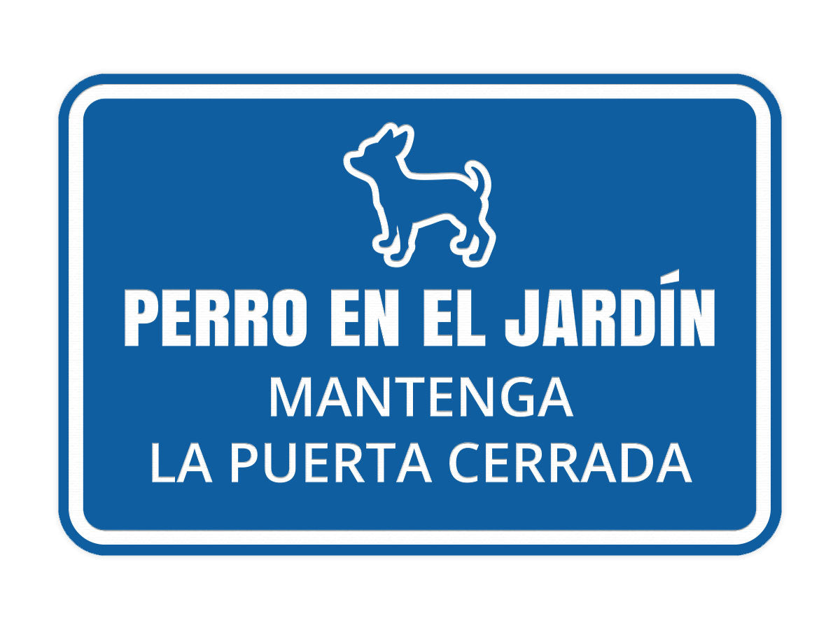 Signs ByLITA Classic Framed Perro En El Jardín Mantenga la Puerta Cerrada Wall or Door | Spanish Home Security Signs