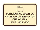 Signs ByLITA Classic Framed Por favor no suelte la cisterna con elementos que no sean papel higiénico Door or Wall Sign | Spanish Restroom Maintenance Signs