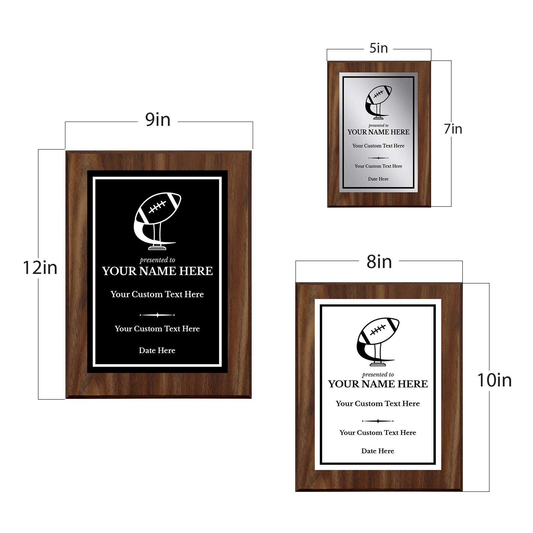 Football Customizable Wooden Award Plaque | Easel Mount Option | Achievement and Recognition Personalizable Plaques