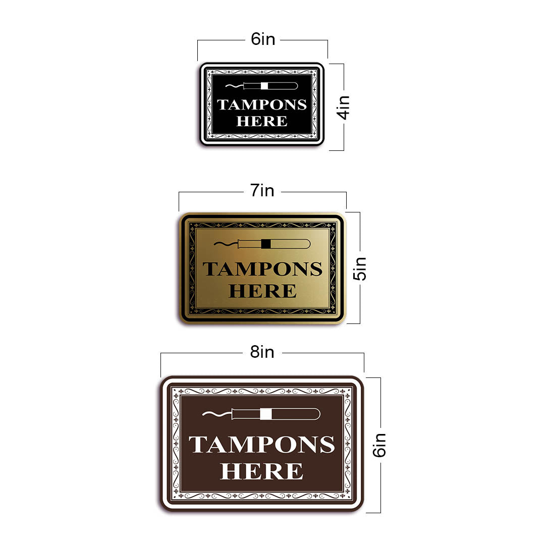 Signs ByLITA Classic Framed Tampons Here Vintage Bathroom Wall or Door Sign