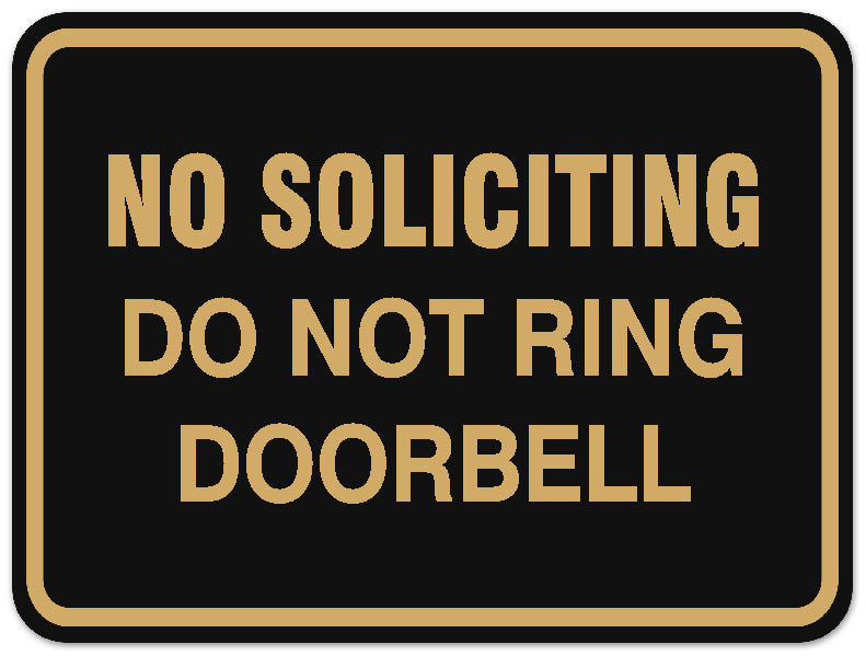 Signs ByLITA Classic Framed NO SOLICITING DO NOT RING DOORBELL Door or Wall Sign Durable ABS Plastic | Laser Engraved | Easy Installation | Elegant Design