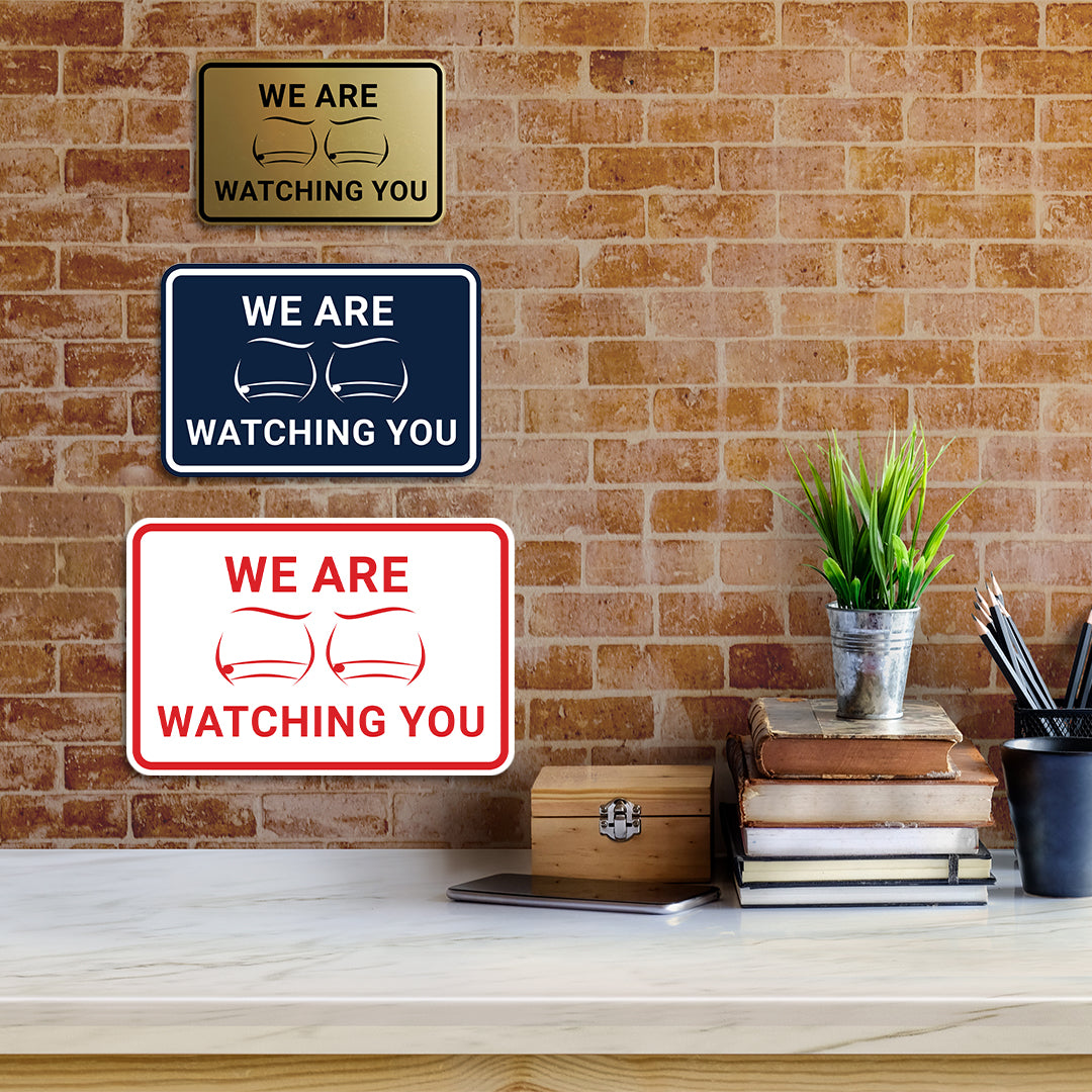 Signs ByLITA Classic Framed We Are Watching You Text and Graphic Surveillance Wall or Door Sign