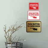 Signs ByLITA Classic Framed Push button to open door (finger pointing left) Wall or Door Sign