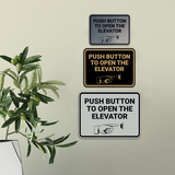 Signs ByLITA Classic Framed Push Button To Open The Elevator Wall or Door Sign