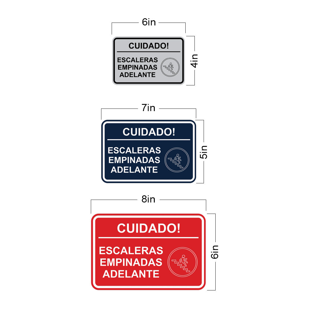 Signs ByLITA Classic Framed Cuidado Escaleras Empinadas Adelante Door or Wall Sign Easy Installation | Health And Safety | Building And Hospitality