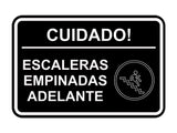 Signs ByLITA Classic Framed Cuidado Escaleras Empinadas Adelante Door or Wall Sign Easy Installation | Health And Safety | Building And Hospitality