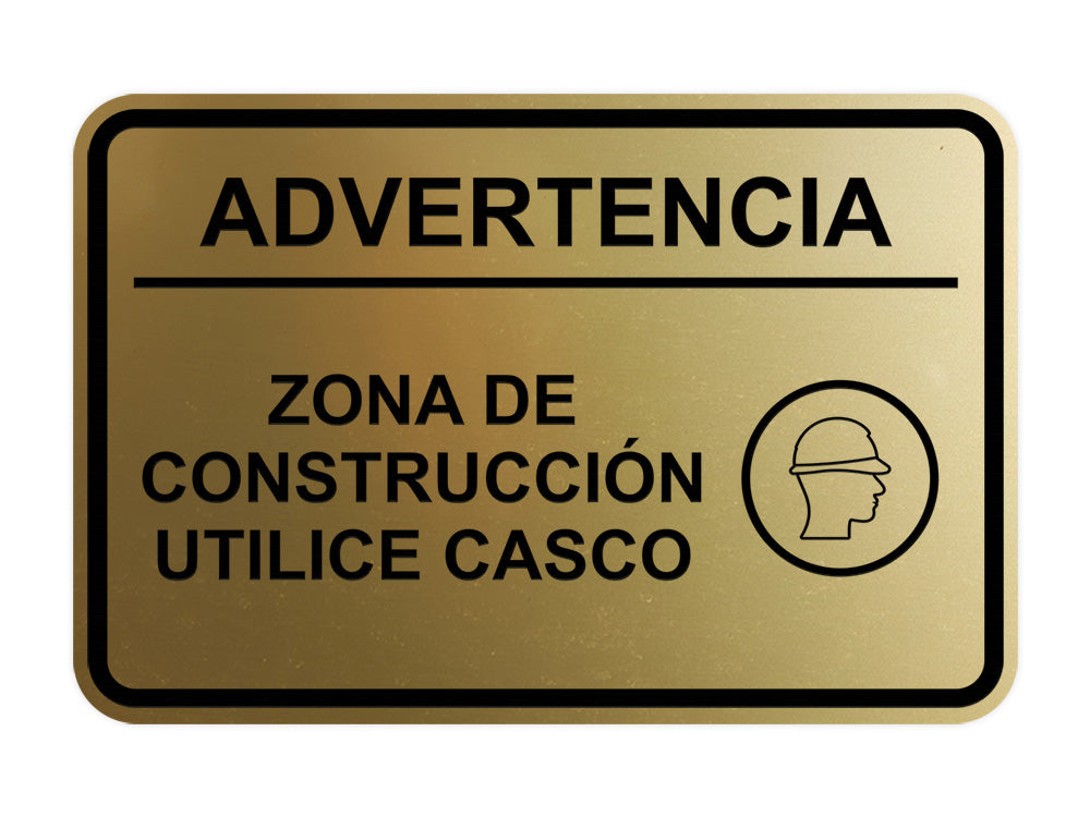 Signs ByLITA Classic Framed Advertencia Zona de construcción Utilice casco Door or Wall Sign Easy Installation | Health And Safety | Building And Hospitality