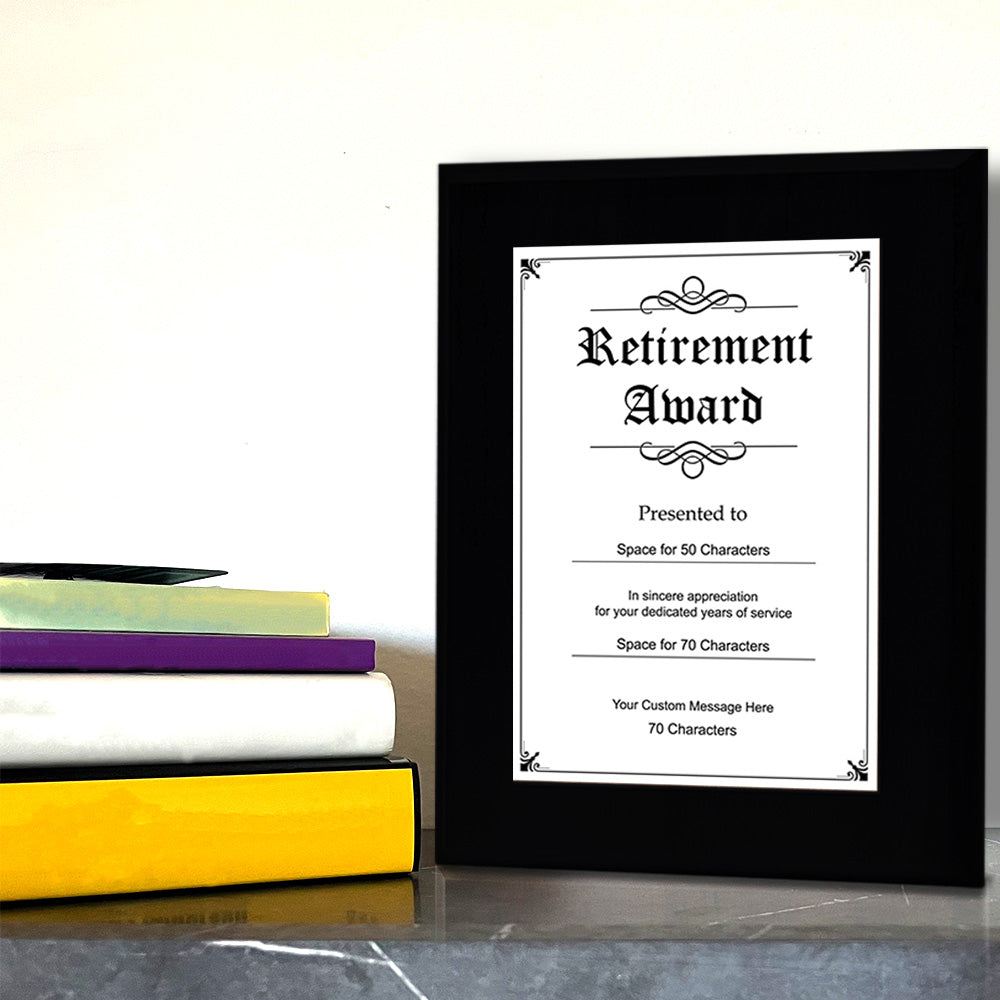 Signs ByLITA Customizable Retirement Award Wooden Plaque with Easel Stand, Engraved Gift for Employees, Organization members and Corporate Awards