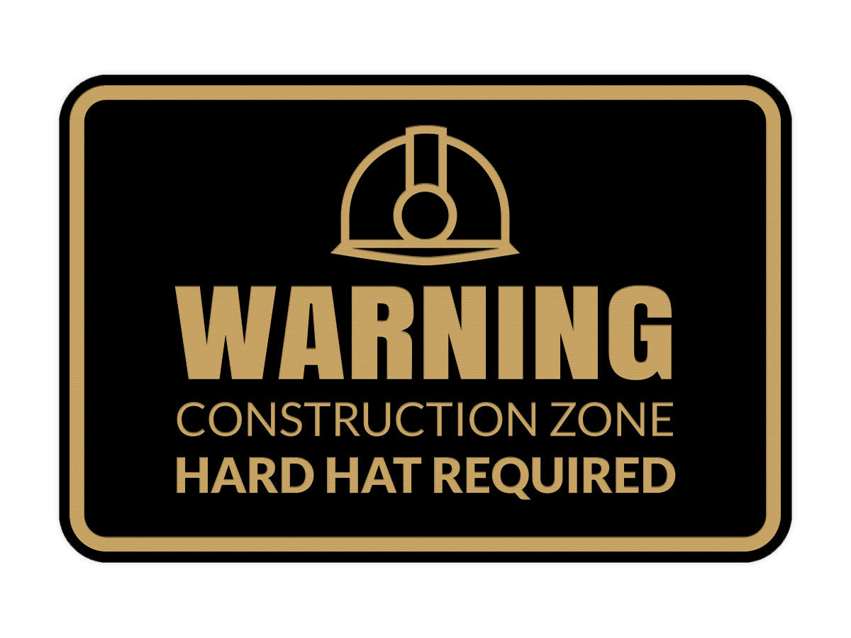Signs ByLITA Classic Framed Warning: Construction Zone - Hard Hat Required Door or Wall Sign Easy Installation | Health And Safety | Building And Warning Signs