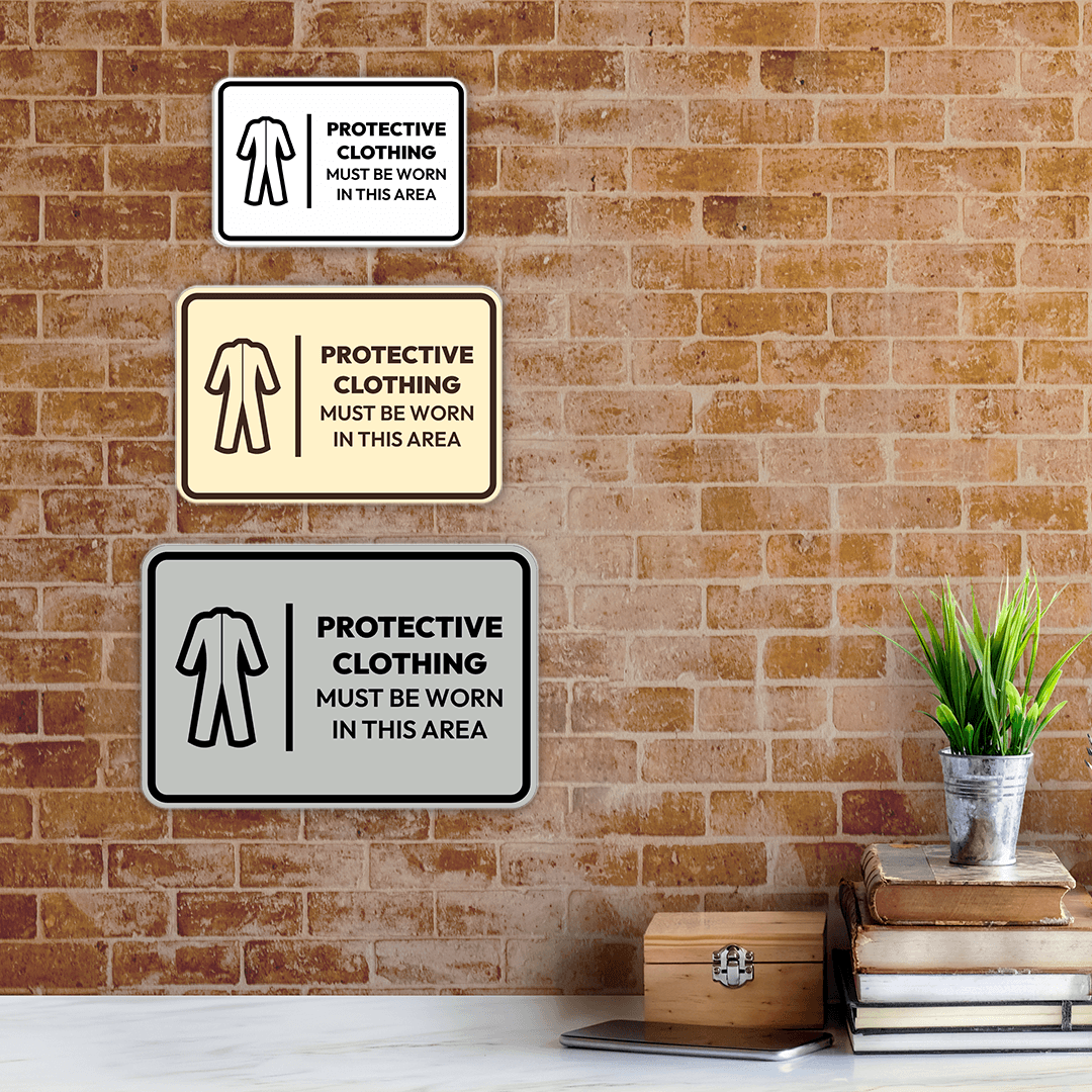Signs ByLITA Classic Framed Protective Clothing Must Be Worn In This Area Door or Wall Sign Easy Installation | Health And Safety | Building And Hospitality Signs