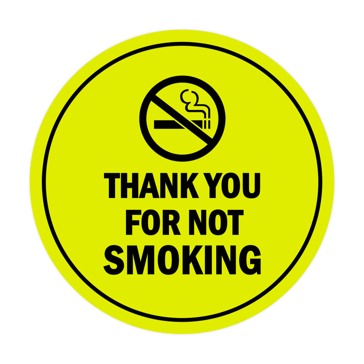 Signs ByLITA Circle Thank you for not smoking Sign with Adhesive Tape, Mounts On Any Surface, Weather Resistant, Indoor/Outdoor Use