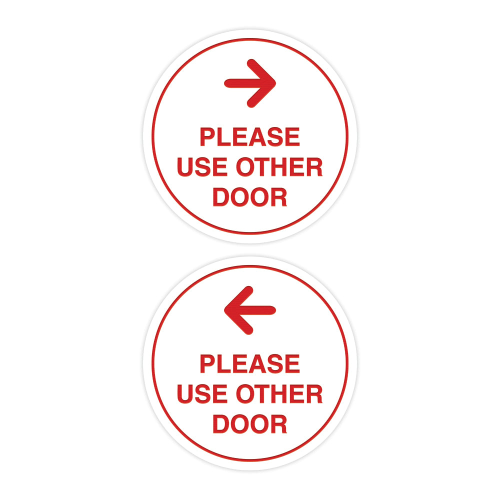 Signs ByLITA Circle Please Use Other Door Sign Set with Adhesive Tape, Mounts On Any Surface, Weather Resistant, Indoor/Outdoor Use