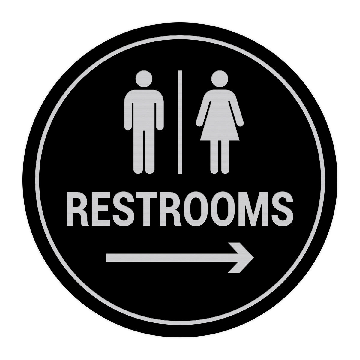 Signs ByLITA Circle Restrooms Right Arrow Sign