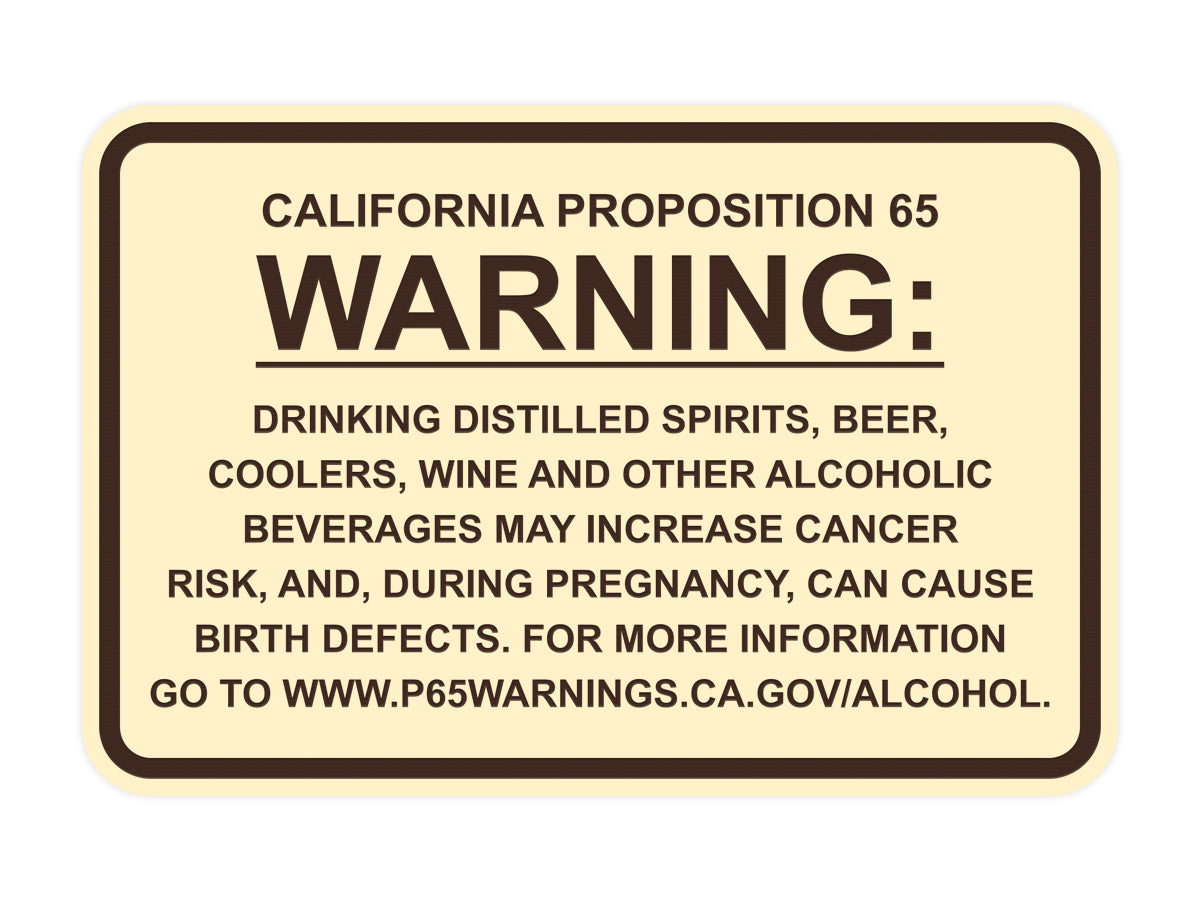 Signs ByLITA Classic Framed California Proposition 65 Sign Alcoholic Beverages
