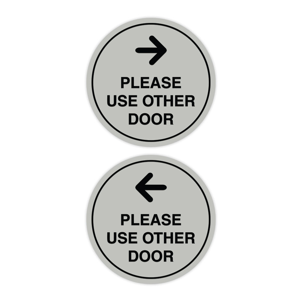 Signs ByLITA Circle Please Use Other Door Sign Set with Adhesive Tape, Mounts On Any Surface, Weather Resistant, Indoor/Outdoor Use