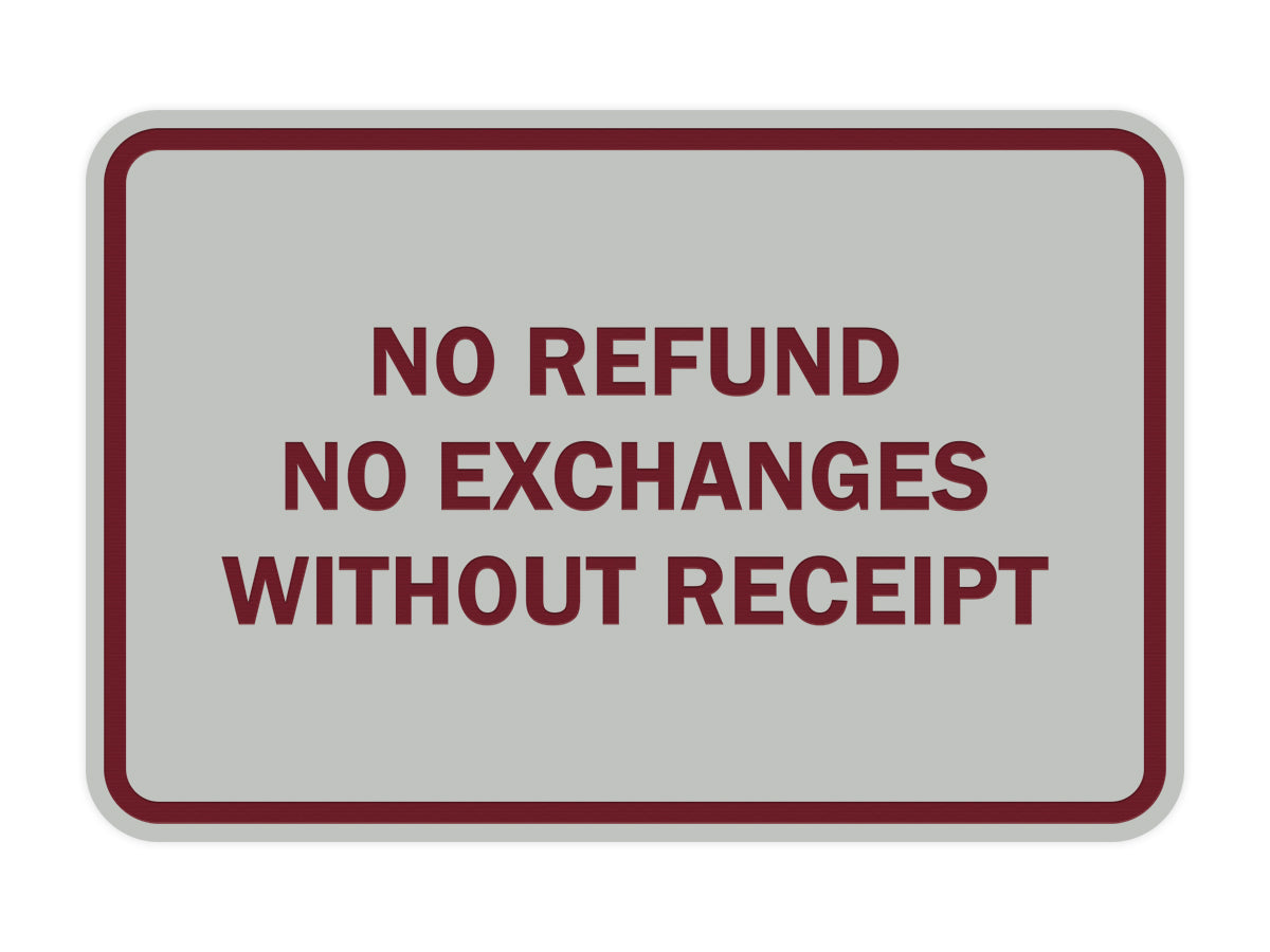 Signs ByLITA Classic Framed No Refund No Exchanges Without Receipt Sign