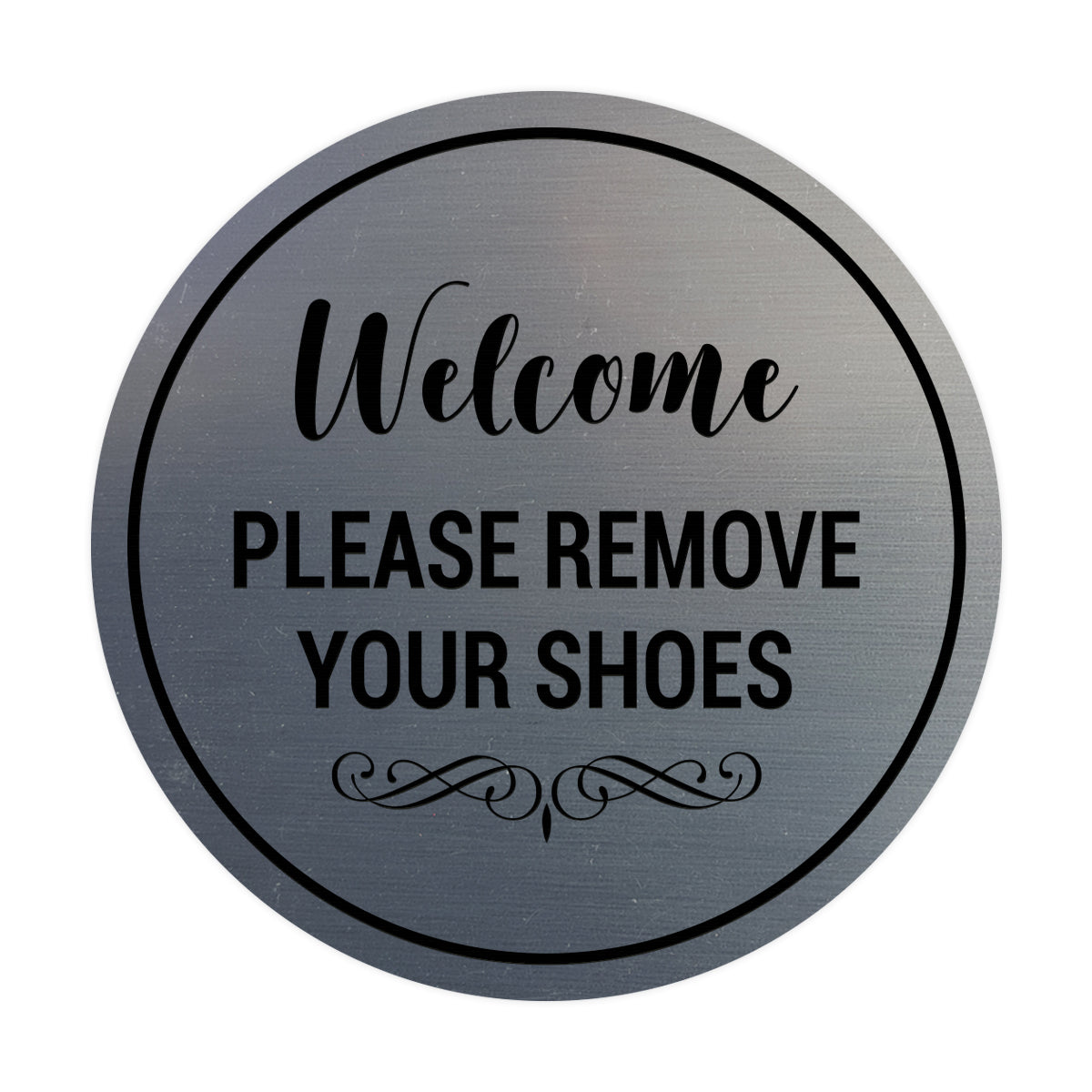 Signs ByLITA Circle Welcome Please Remove Your Shoes Sign