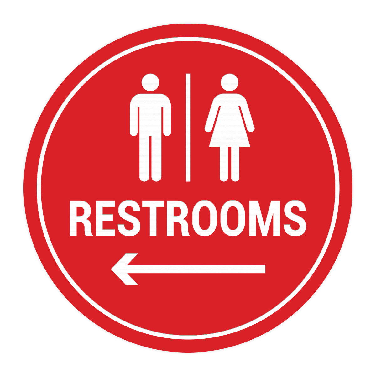 Signs ByLITA Circle Restrooms Left Arrow Sign