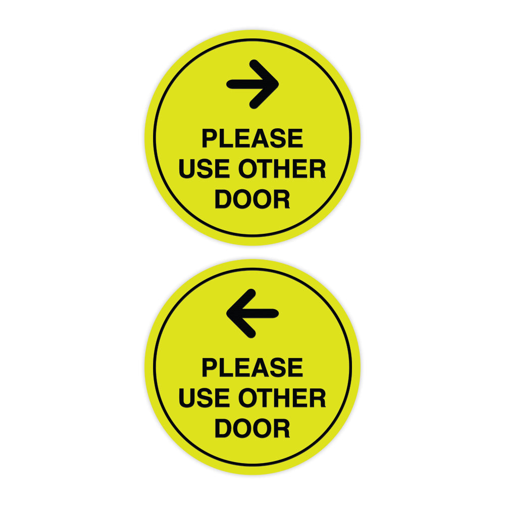 Signs ByLITA Circle Please Use Other Door Sign Set with Adhesive Tape, Mounts On Any Surface, Weather Resistant, Indoor/Outdoor Use