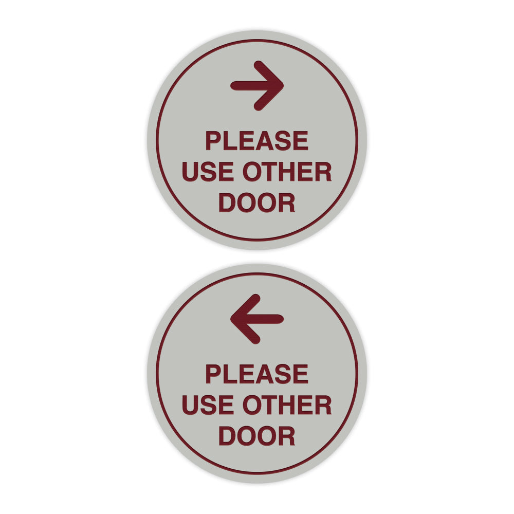 Signs ByLITA Circle Please Use Other Door Sign Set with Adhesive Tape, Mounts On Any Surface, Weather Resistant, Indoor/Outdoor Use