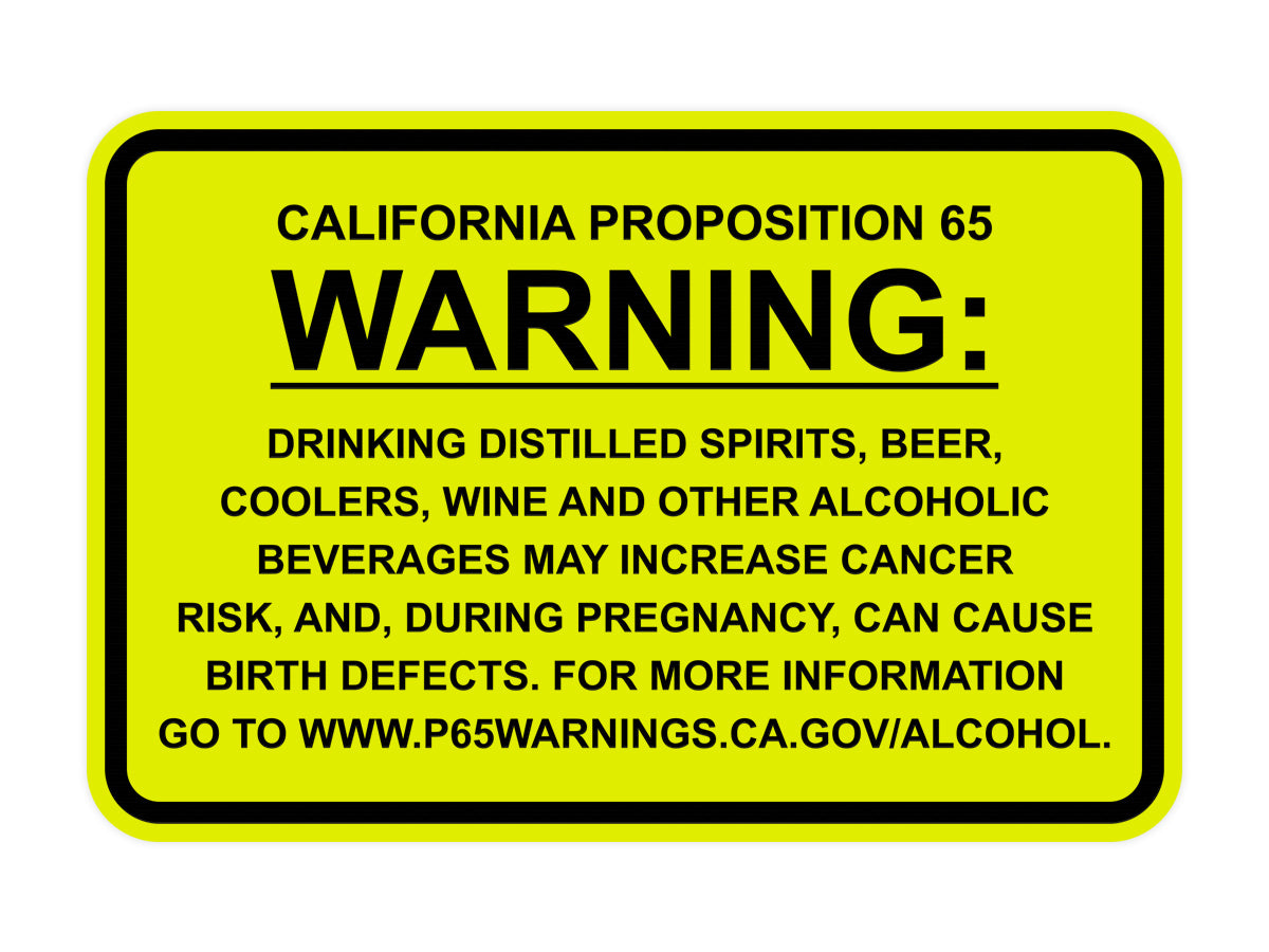 Signs ByLITA Classic Framed California Proposition 65 Sign Alcoholic Beverages
