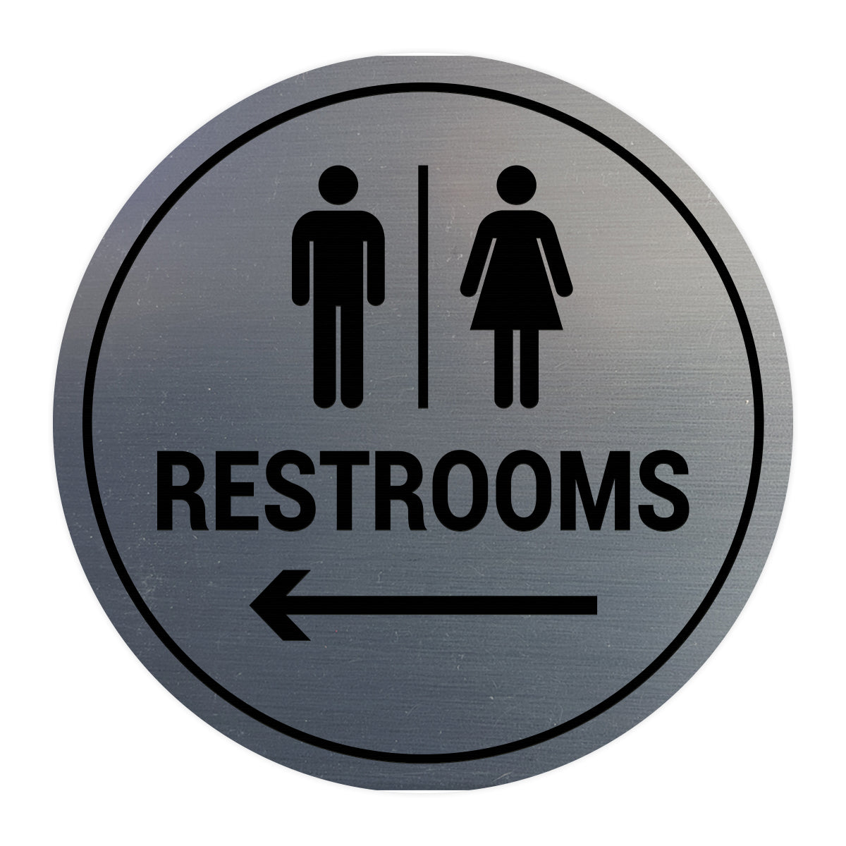 Signs ByLITA Circle Restrooms Left Arrow Sign