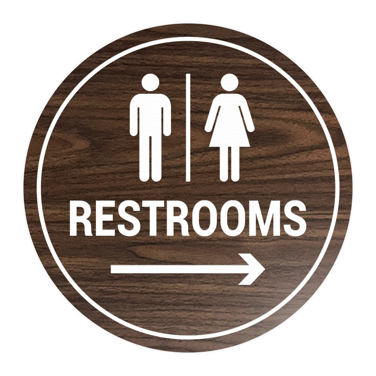 Signs ByLITA Circle Restrooms Right Arrow Sign