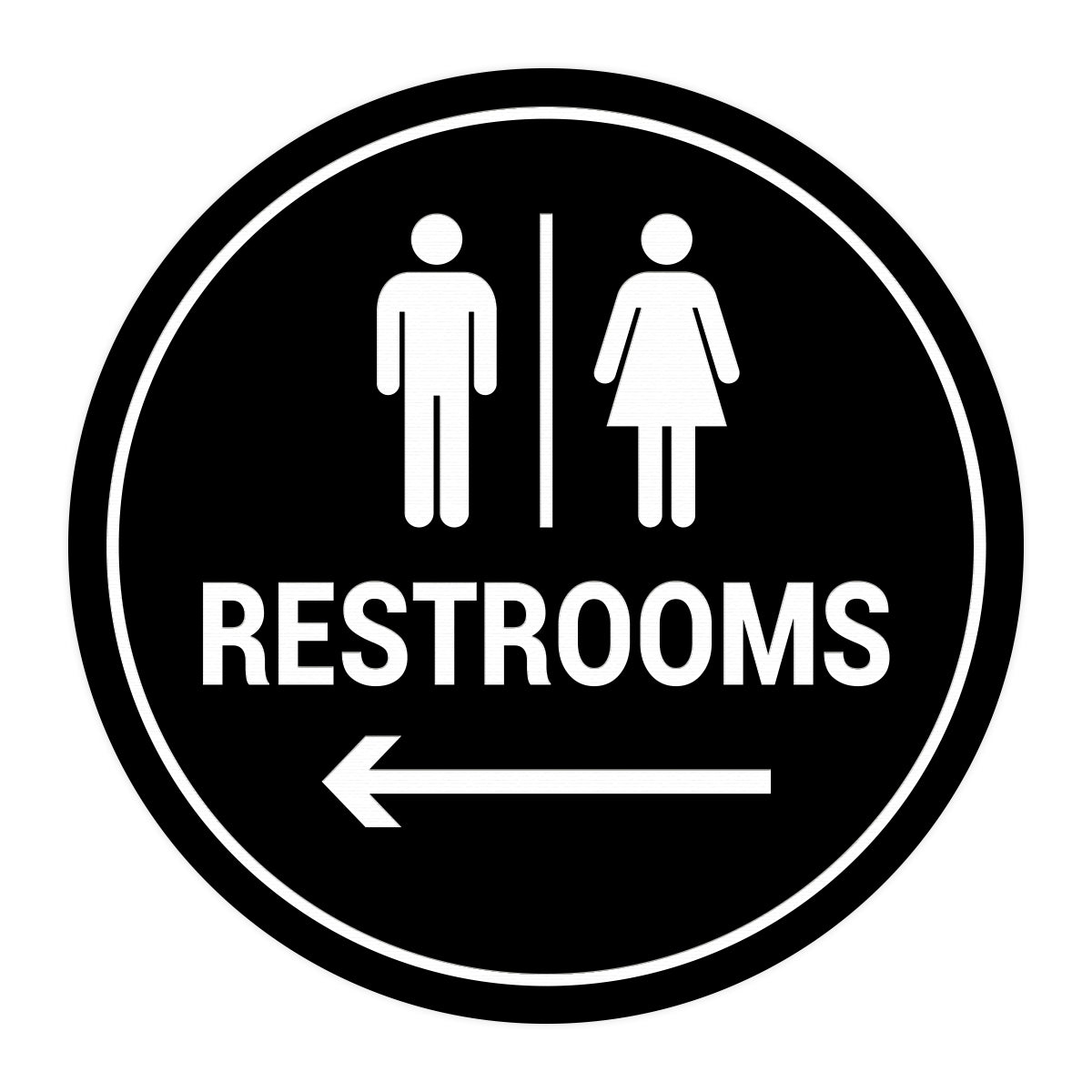 Signs ByLITA Circle Restrooms Left Arrow Sign