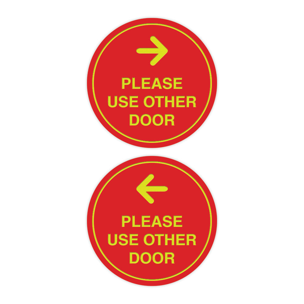 Signs ByLITA Circle Please Use Other Door Sign Set with Adhesive Tape, Mounts On Any Surface, Weather Resistant, Indoor/Outdoor Use