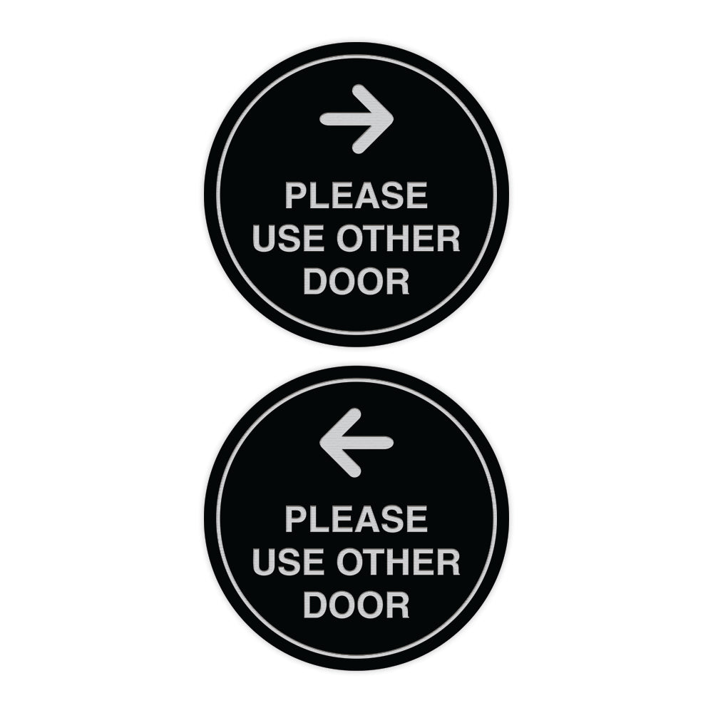 Signs ByLITA Circle Please Use Other Door Sign Set with Adhesive Tape, Mounts On Any Surface, Weather Resistant, Indoor/Outdoor Use