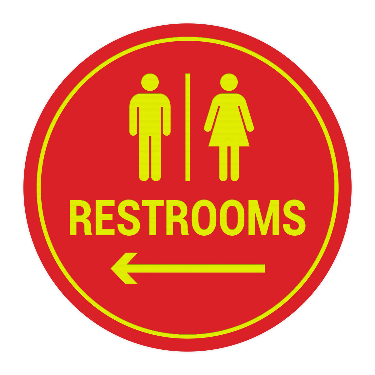 Signs ByLITA Circle Restrooms Left Arrow Sign