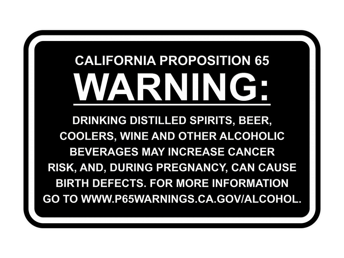 Signs ByLITA Classic Framed California Proposition 65 Sign Alcoholic Beverages