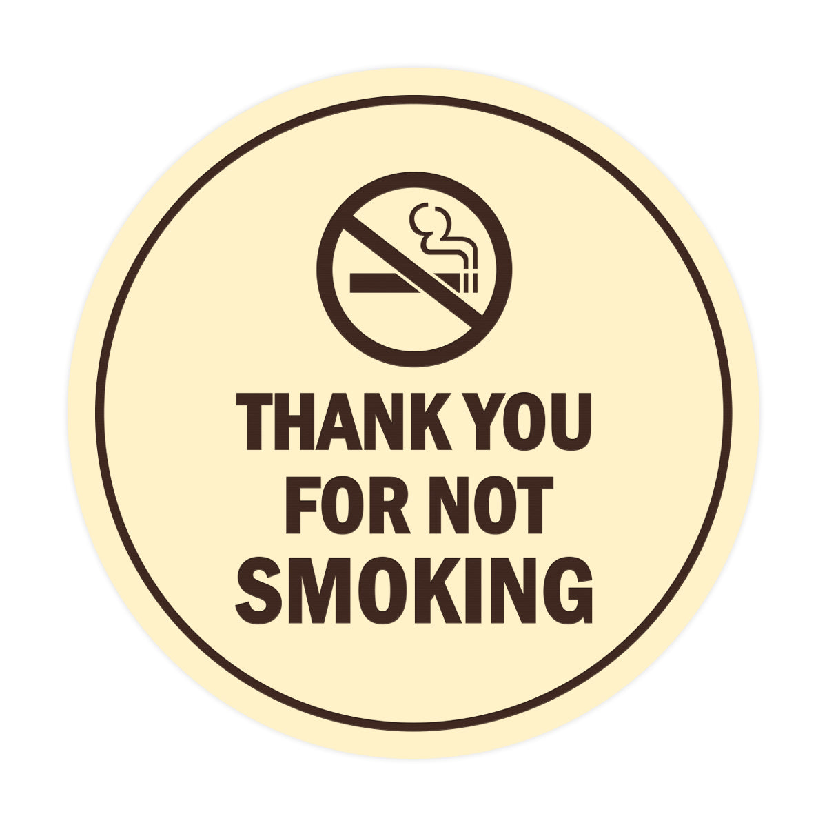 Signs ByLITA Circle Thank you for not smoking Sign with Adhesive Tape, Mounts On Any Surface, Weather Resistant, Indoor/Outdoor Use