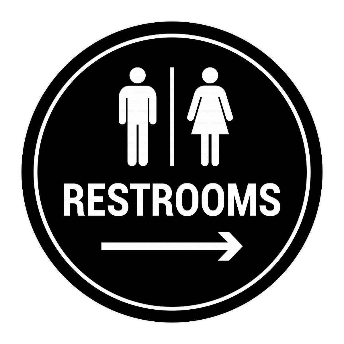 Signs ByLITA Circle Restrooms Right Arrow Sign
