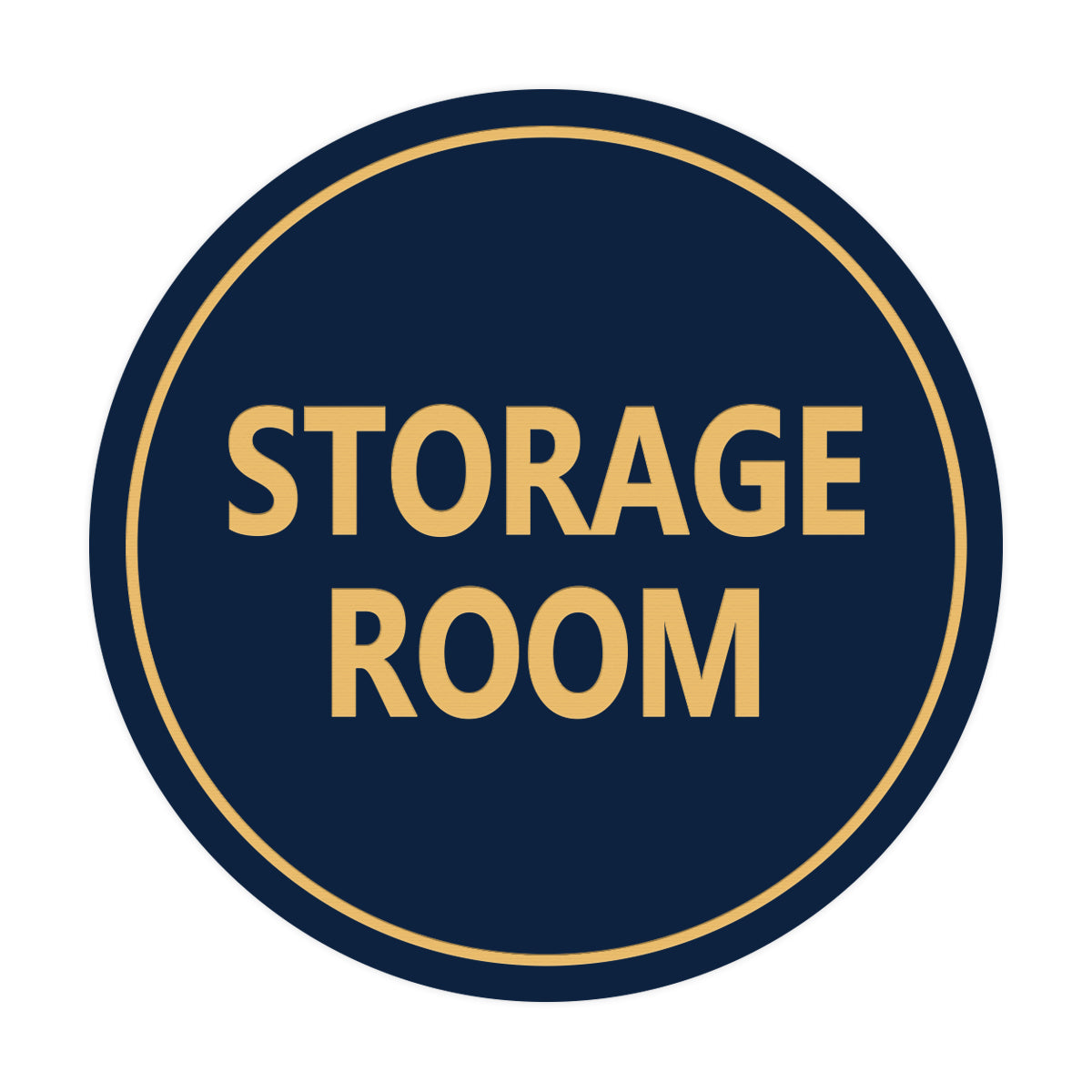 Navy Blue / Gold Signs ByLITA Circle Storage Room Sign