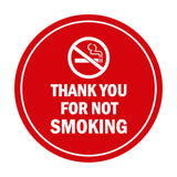 Signs ByLITA Circle Thank you for not smoking Sign with Adhesive Tape, Mounts On Any Surface, Weather Resistant, Indoor/Outdoor Use