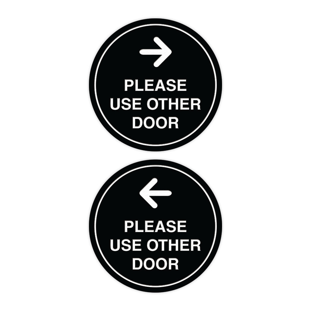 Signs ByLITA Circle Please Use Other Door Sign Set with Adhesive Tape, Mounts On Any Surface, Weather Resistant, Indoor/Outdoor Use