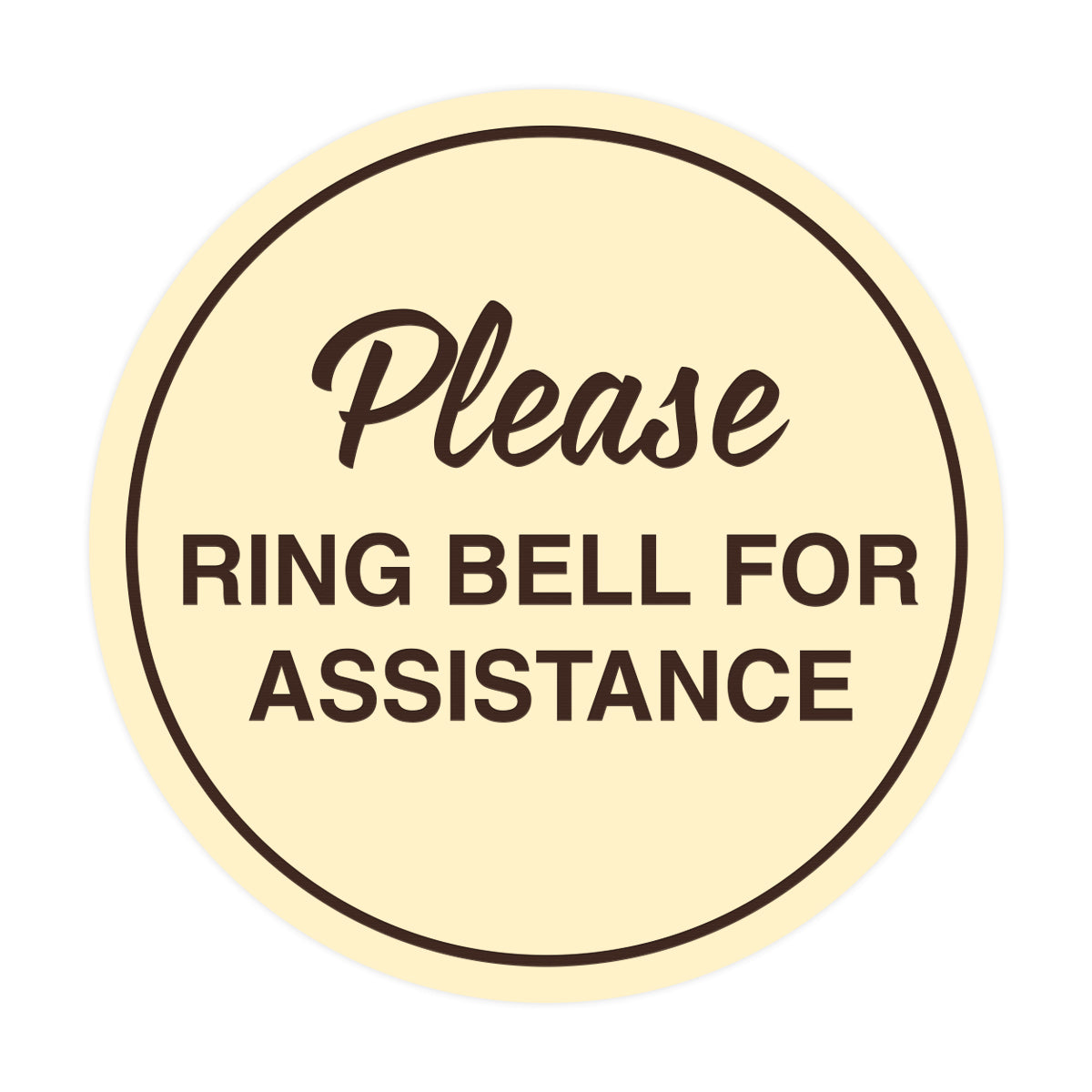 Signs ByLITA Circle Please Ring Bell For Assistance Sign