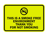 Signs ByLITA Classic Framed This is a Smoke Free Env Thank you for not smoking Sign