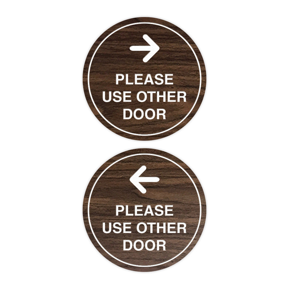 Signs ByLITA Circle Please Use Other Door Sign Set with Adhesive Tape, Mounts On Any Surface, Weather Resistant, Indoor/Outdoor Use