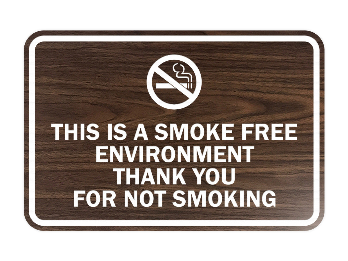 Signs ByLITA Classic Framed This is a Smoke Free Env Thank you for not smoking Sign