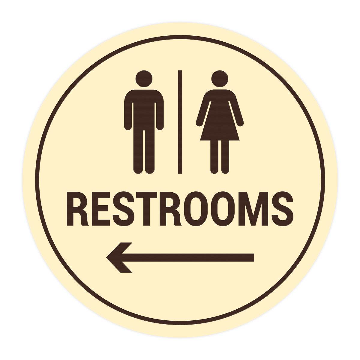 Signs ByLITA Circle Restrooms Left Arrow Sign