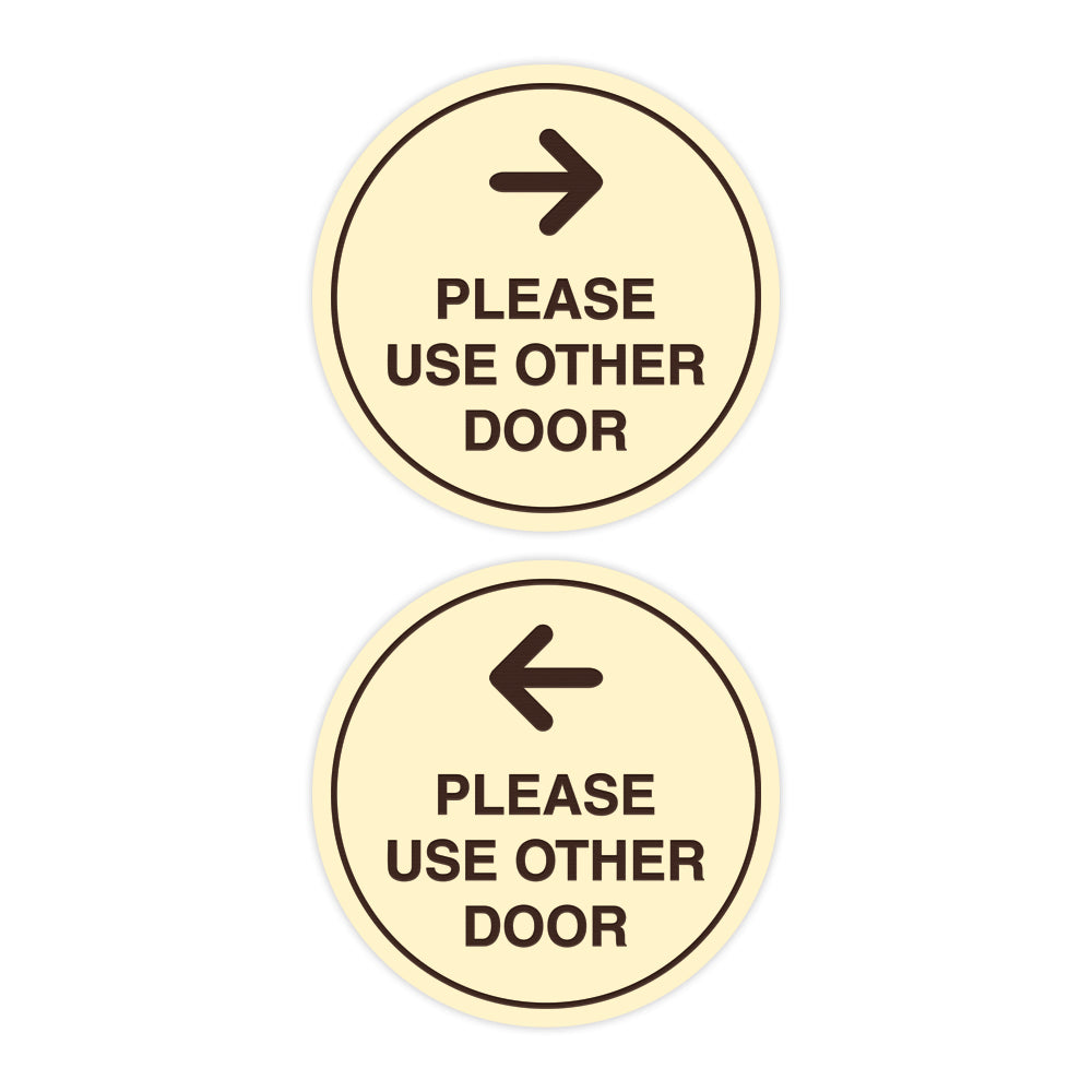 Signs ByLITA Circle Please Use Other Door Sign Set with Adhesive Tape, Mounts On Any Surface, Weather Resistant, Indoor/Outdoor Use