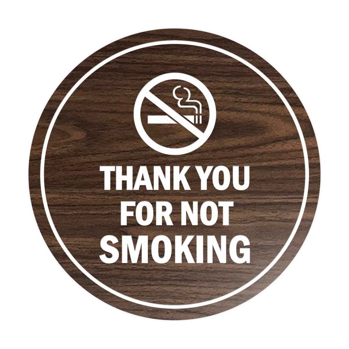 Signs ByLITA Circle Thank you for not smoking Sign with Adhesive Tape, Mounts On Any Surface, Weather Resistant, Indoor/Outdoor Use