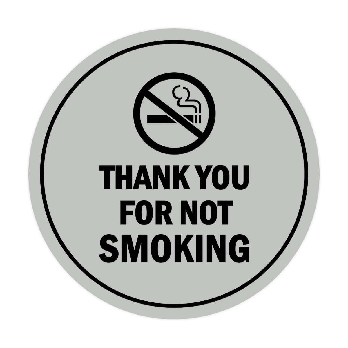 Signs ByLITA Circle Thank you for not smoking Sign with Adhesive Tape, Mounts On Any Surface, Weather Resistant, Indoor/Outdoor Use