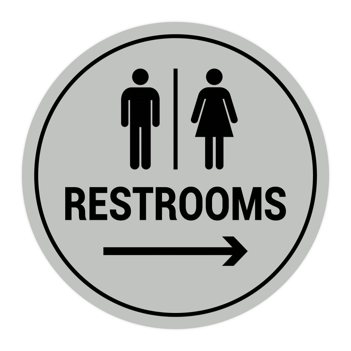 Signs ByLITA Circle Restrooms Right Arrow Sign