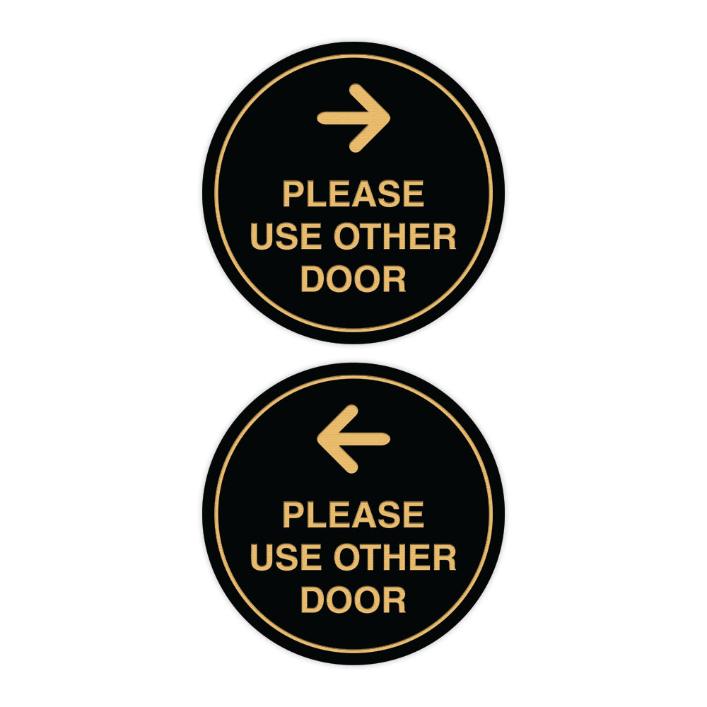 Signs ByLITA Circle Please Use Other Door Sign Set with Adhesive Tape, Mounts On Any Surface, Weather Resistant, Indoor/Outdoor Use