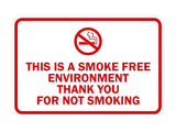 Signs ByLITA Classic Framed This is a Smoke Free Env Thank you for not smoking Sign