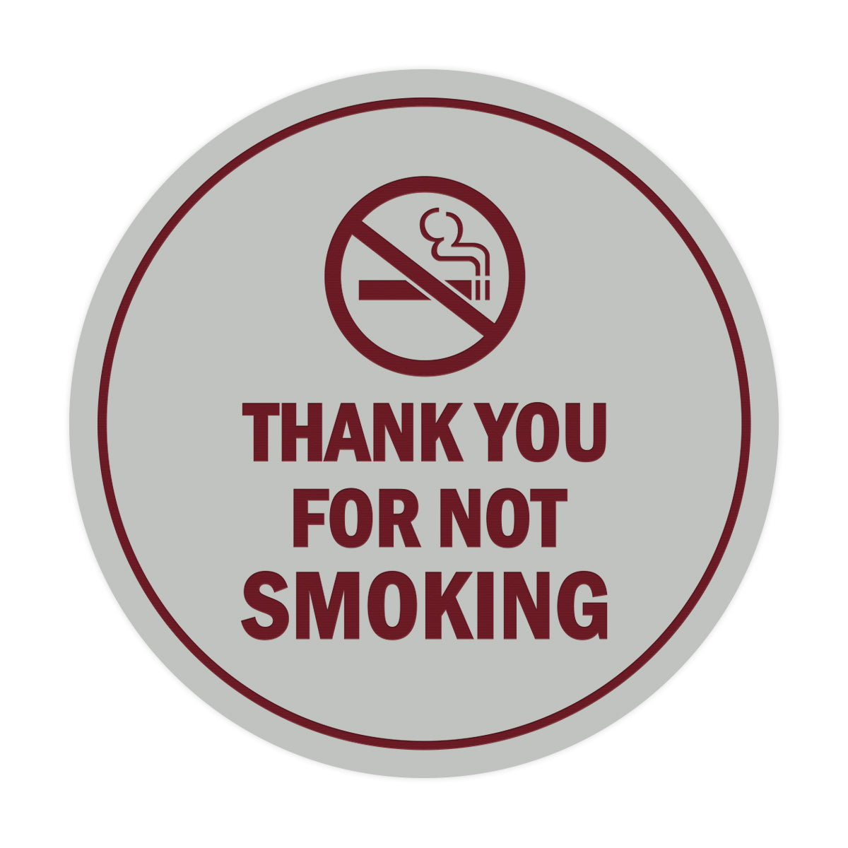 Signs ByLITA Circle Thank you for not smoking Sign with Adhesive Tape, Mounts On Any Surface, Weather Resistant, Indoor/Outdoor Use