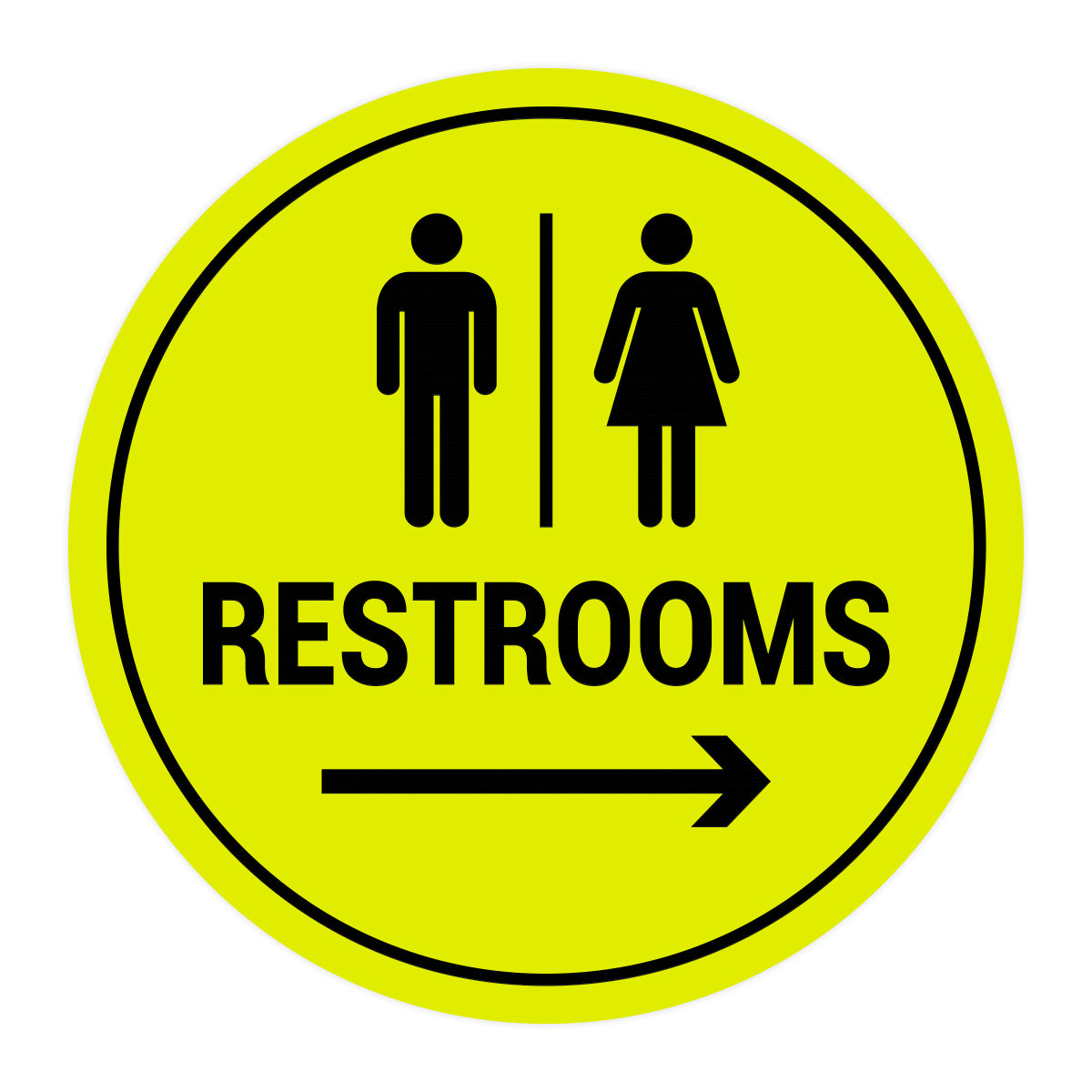 Signs ByLITA Circle Restrooms Right Arrow Sign